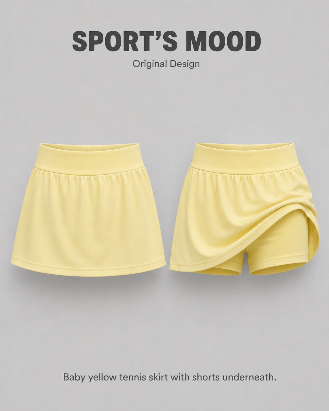 Baby yellow tennis skirt with shorts underneath