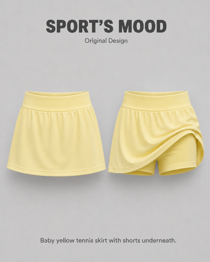 Baby yellow tennis skirt with shorts underneath