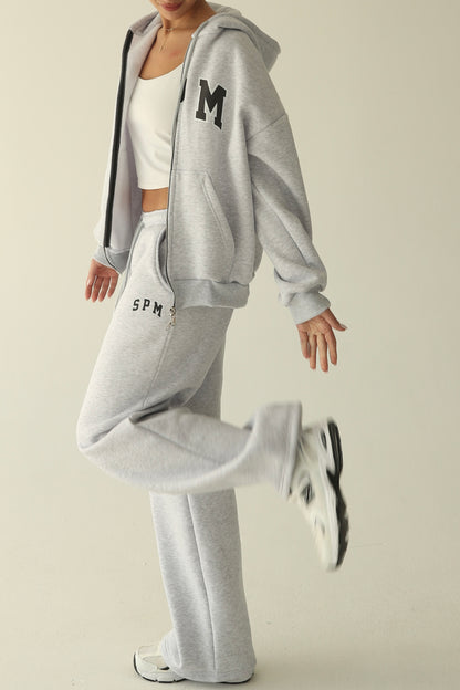 Melange gray warm straight sweatpants