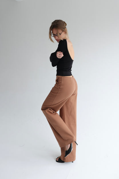 Desert beige tailored straight pants