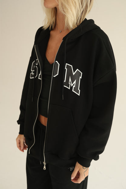 Black zip-up hoodie