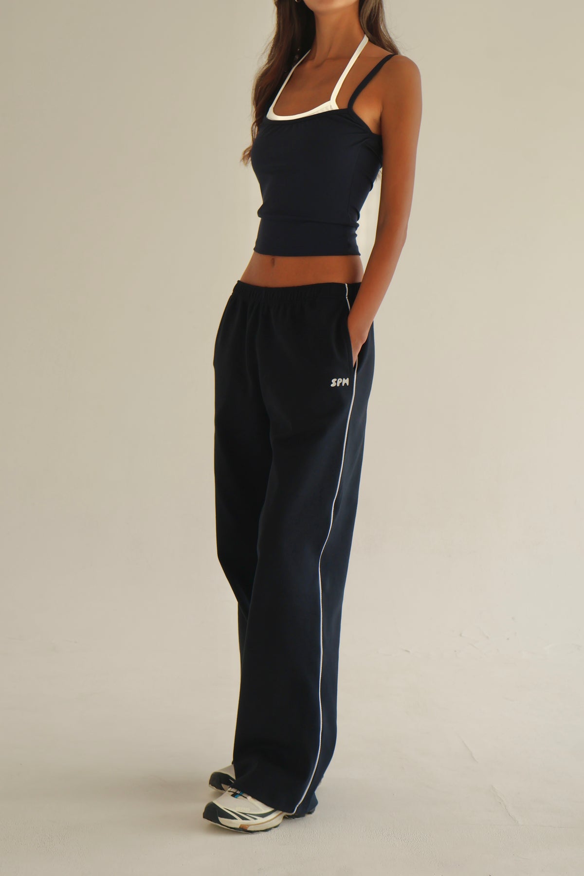 Dark blue straight line sweatpants