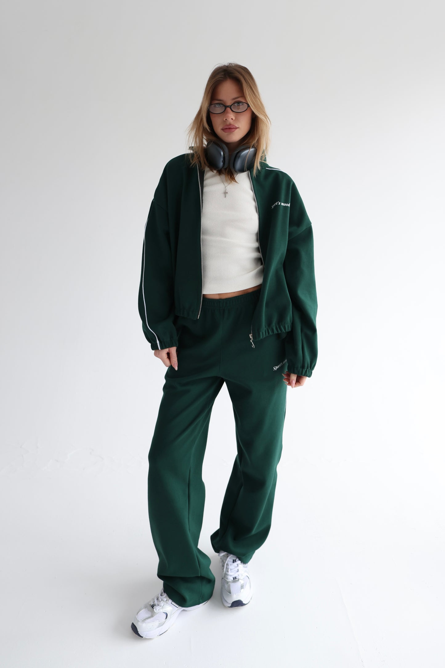 Forest green line track jacket