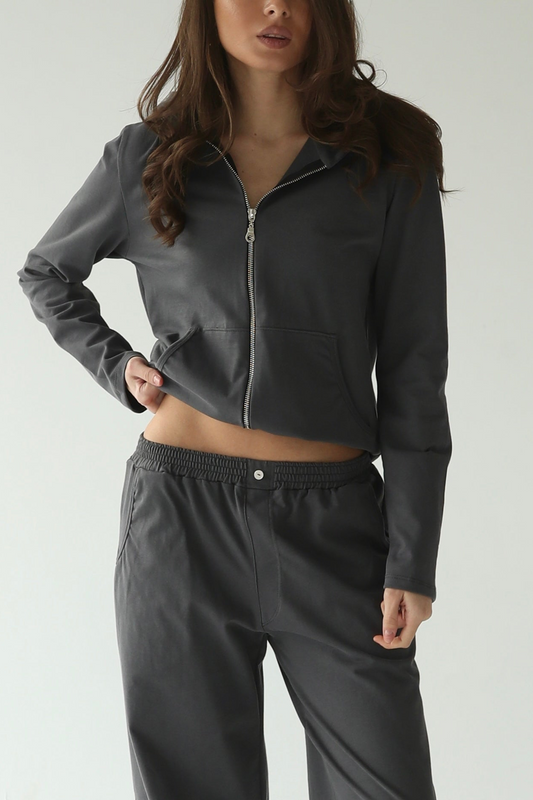 ნაცრისფერი ბამბის შარვალი