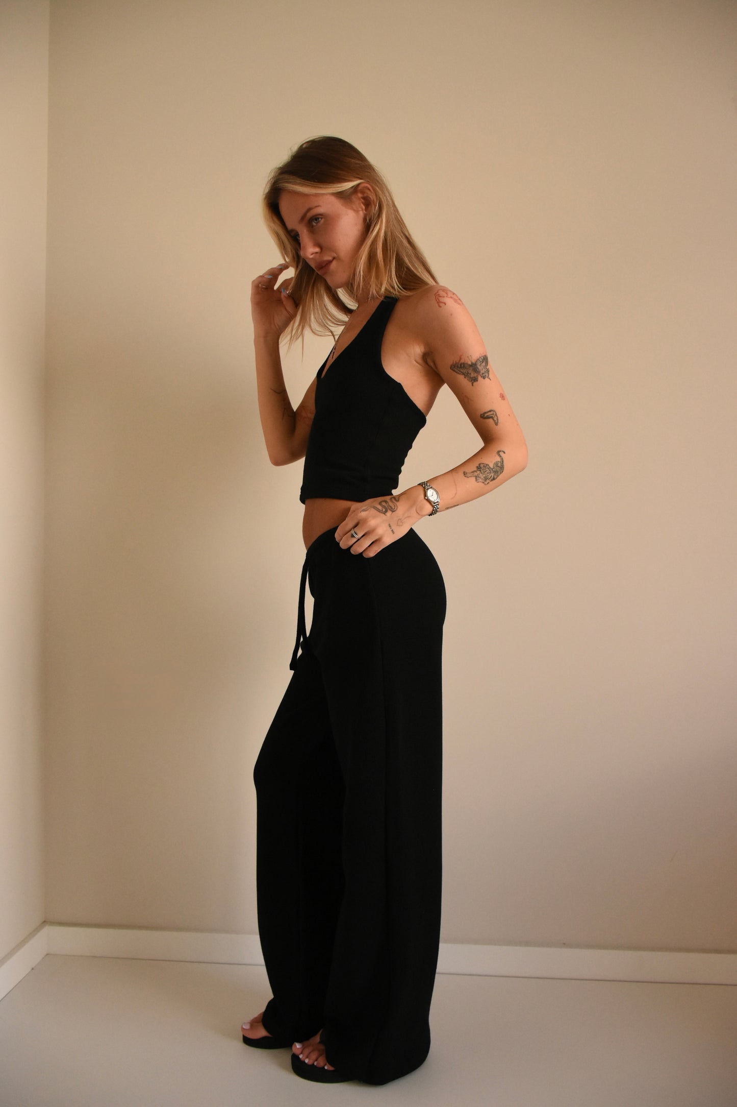 Waffle black pants