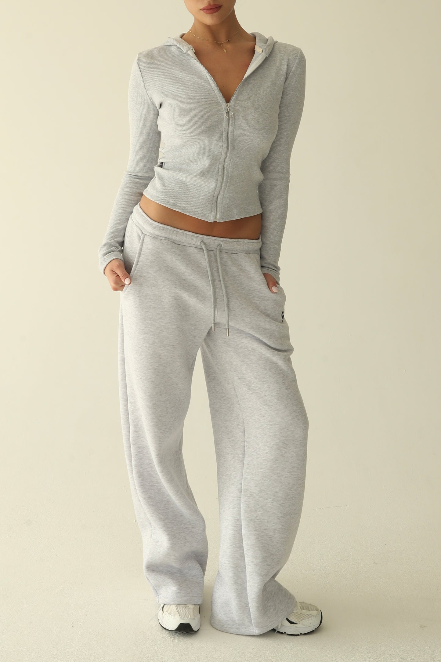 Melange gray ribbed cotton jacket