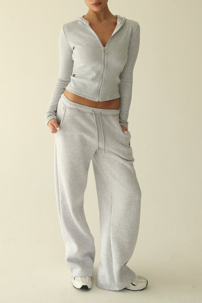 Melange gray ribbed cotton jacket