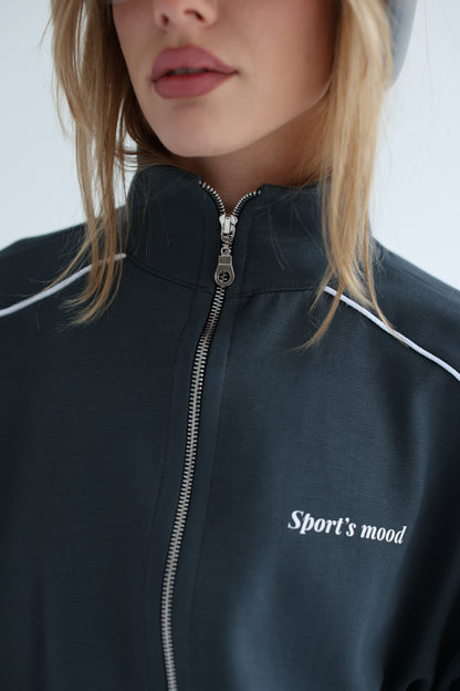 Graphite teal line track jacket