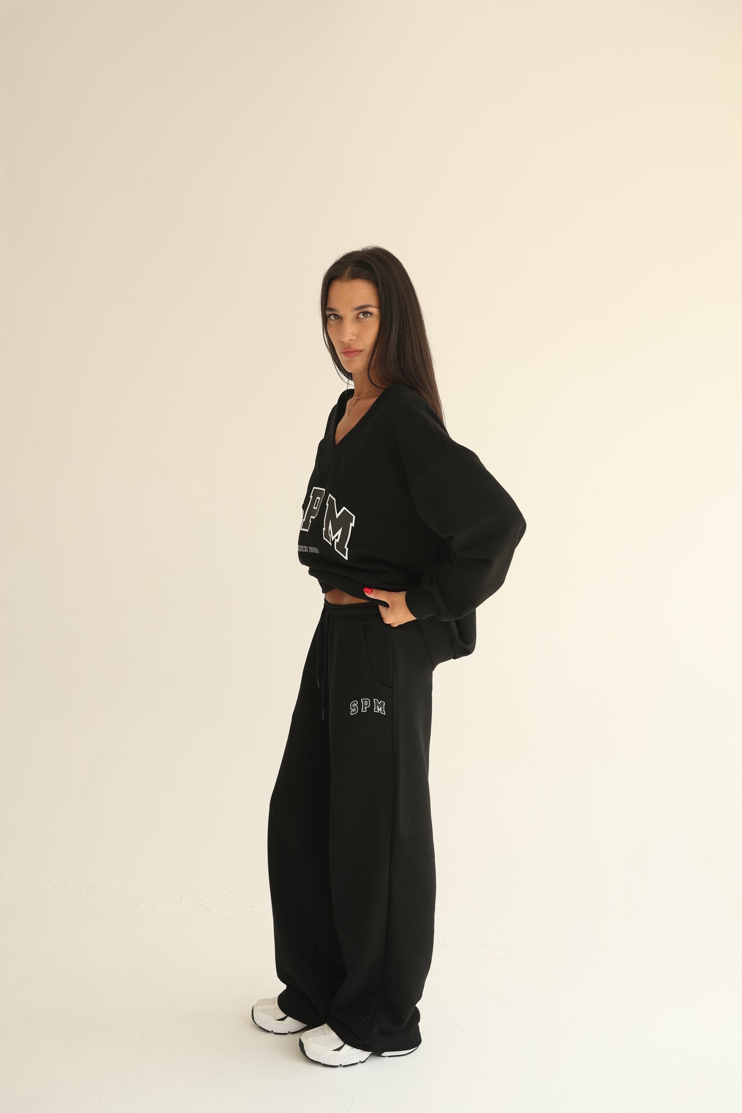 Black V neck sweatshirt