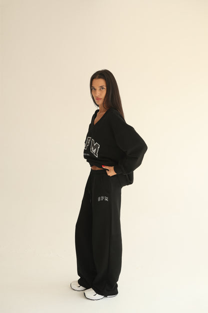 Black V neck sweatshirt