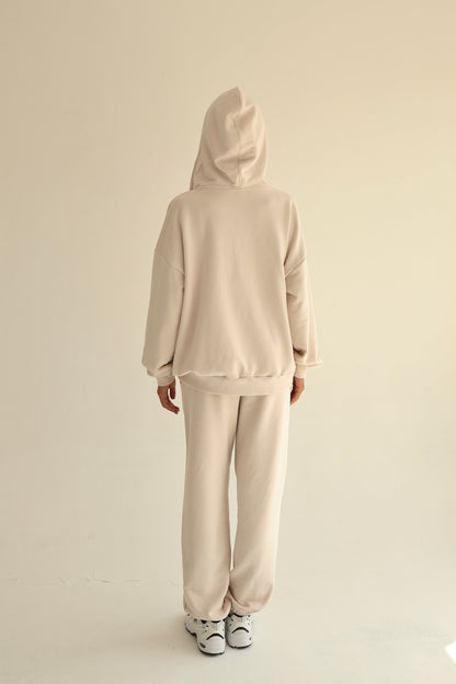 Vanilla cream zip-up hoodie