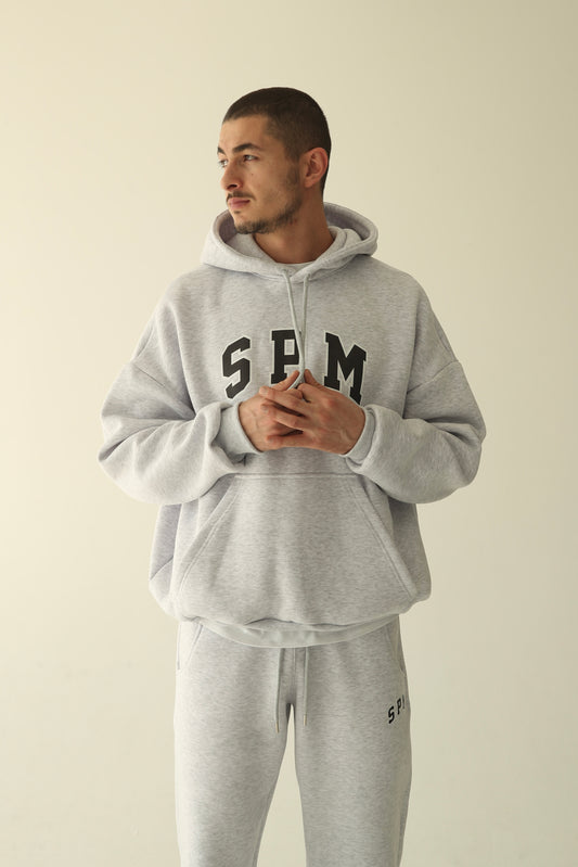 ნაცრისფერი დათბილული ჰუდი