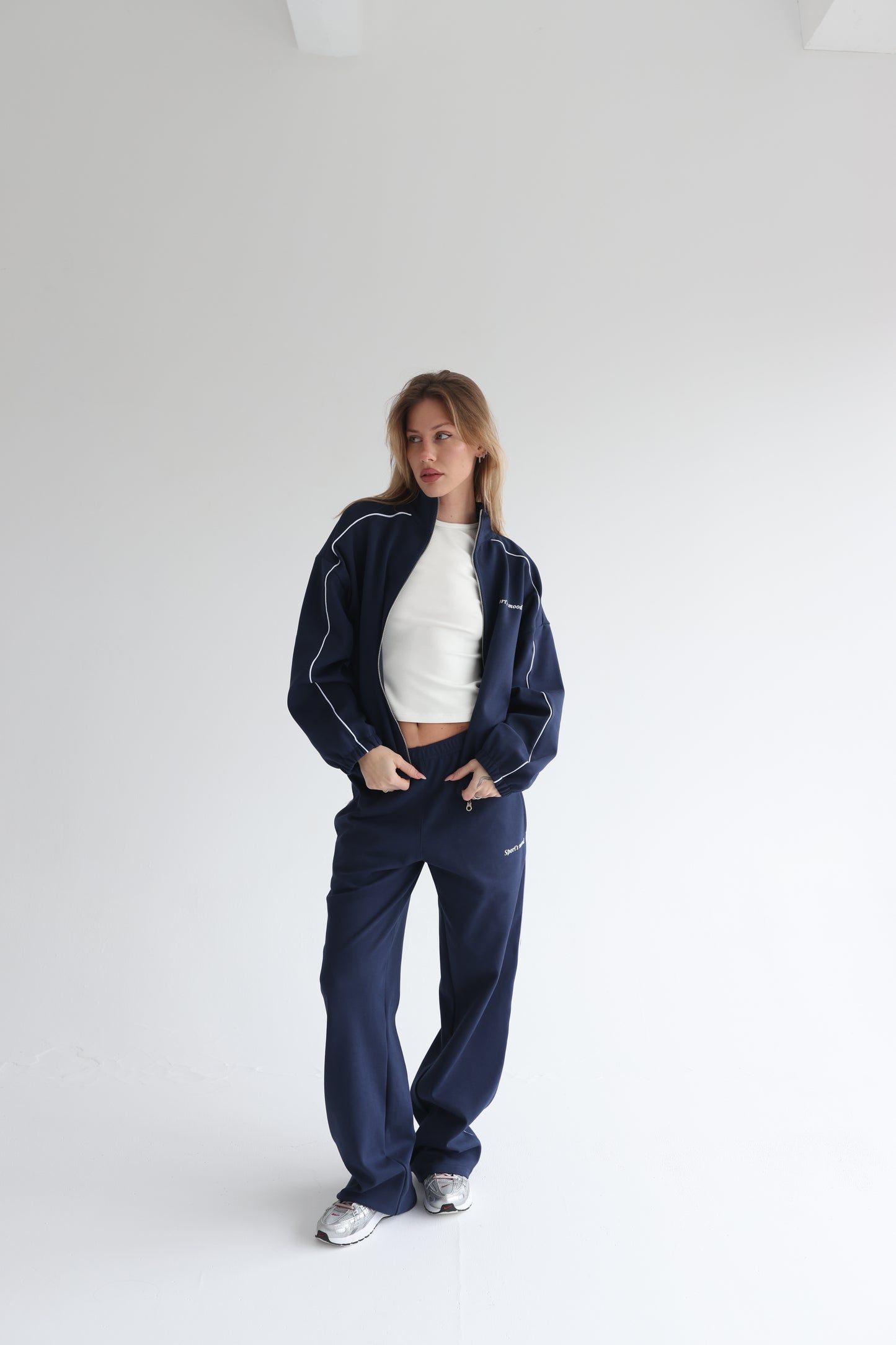 Navy blue track line jacket