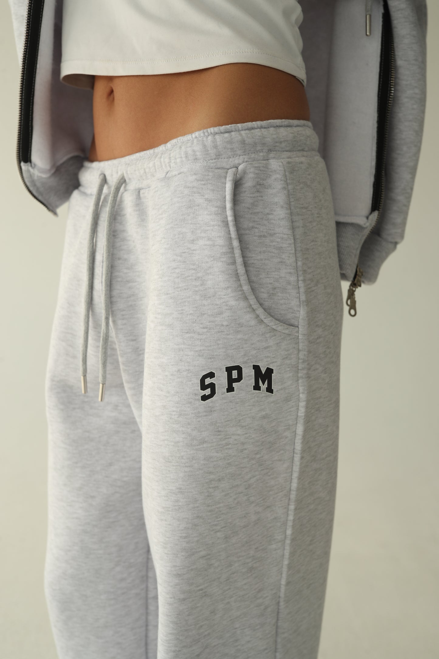 Melange gray warm straight sweatpants