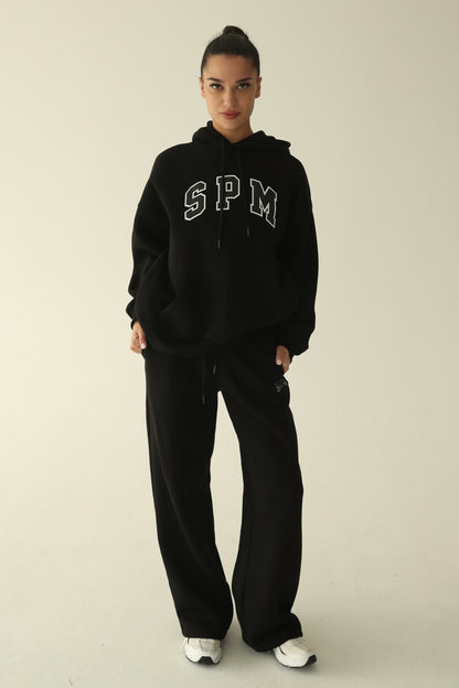 Black warm straight sweatpants