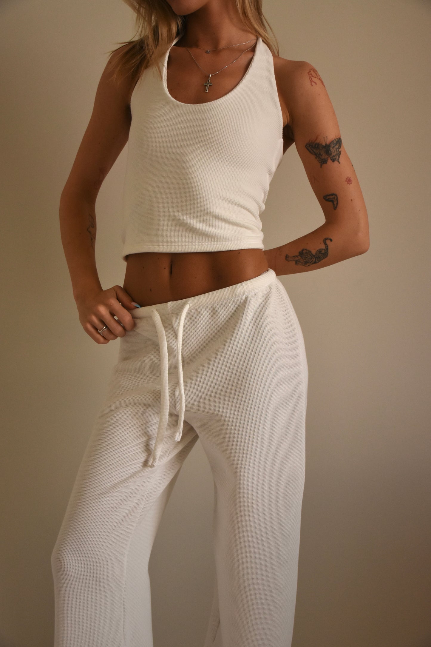 Waffle white pants