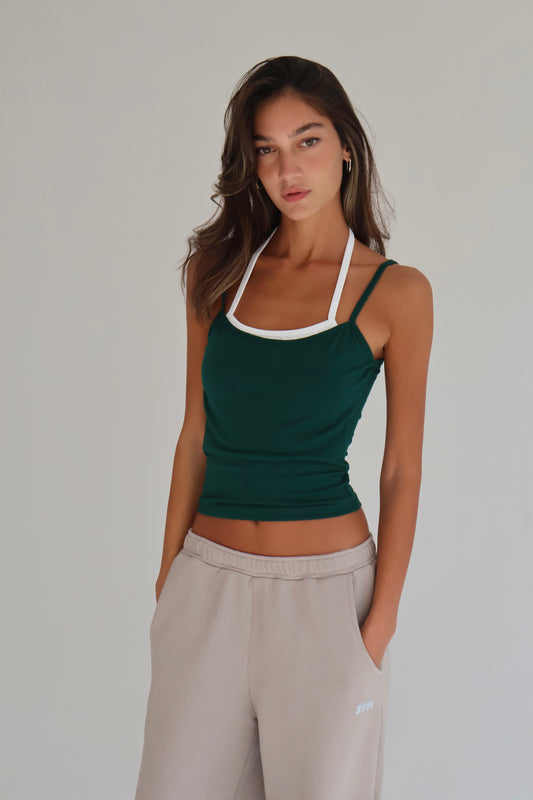 Green double strap top