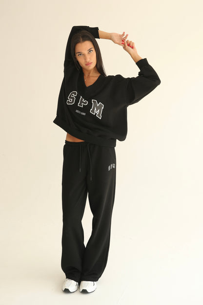 Black V neck sweatshirt