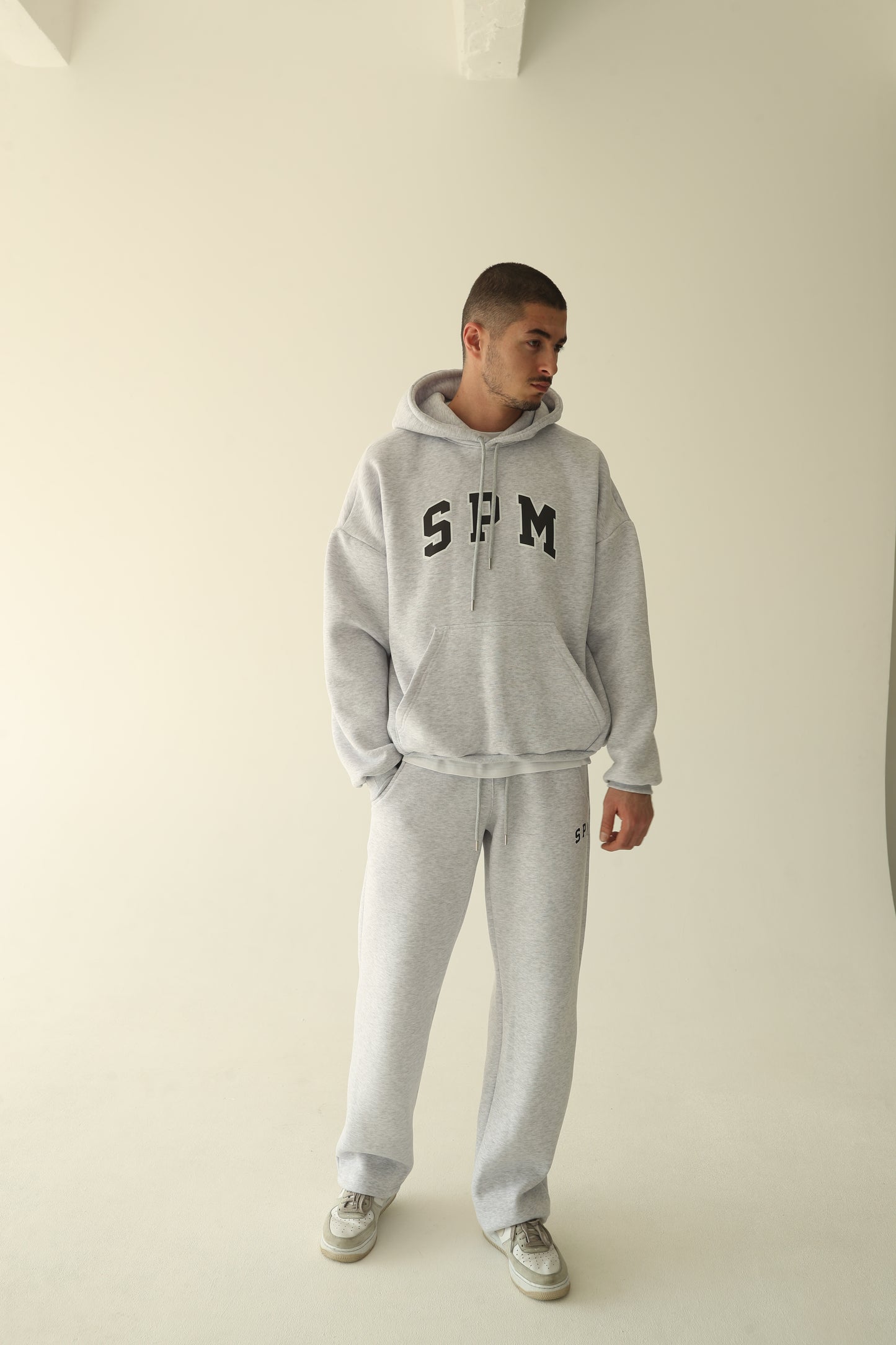 Men's Melange gray warm straight sweatpants