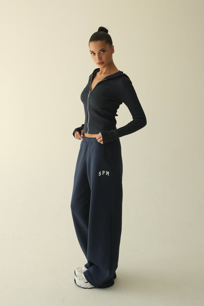 Navy blue warm straight sweatpants