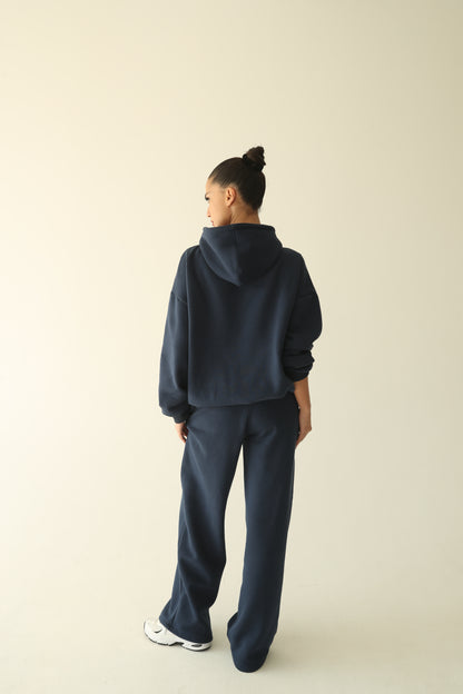 Navy blue warm oversize hoodie