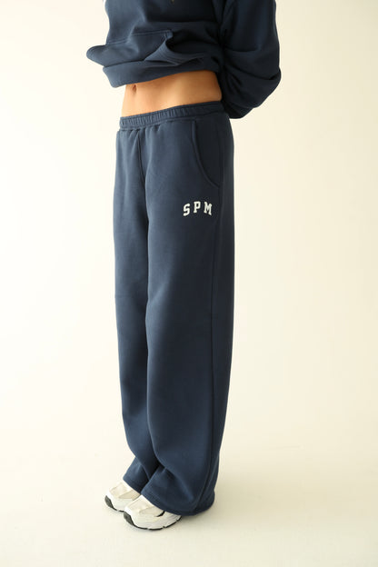 Navy blue warm straight sweatpants