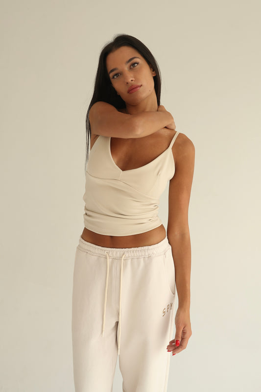 Vanilla cream V neck top