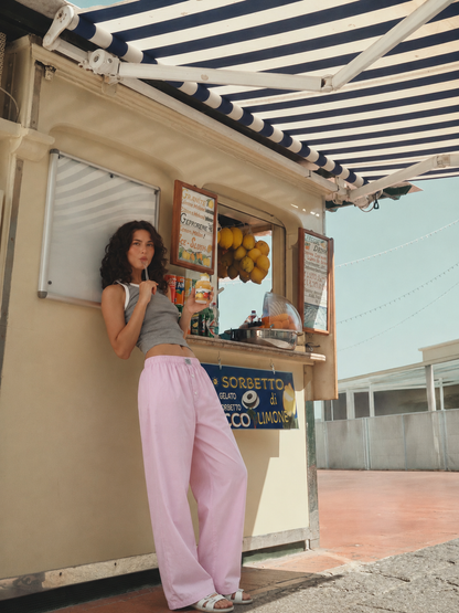 Baby pink striped boxer pants