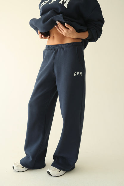Navy blue warm straight sweatpants