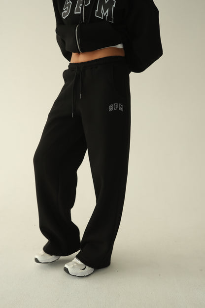 Black warm straight sweatpants