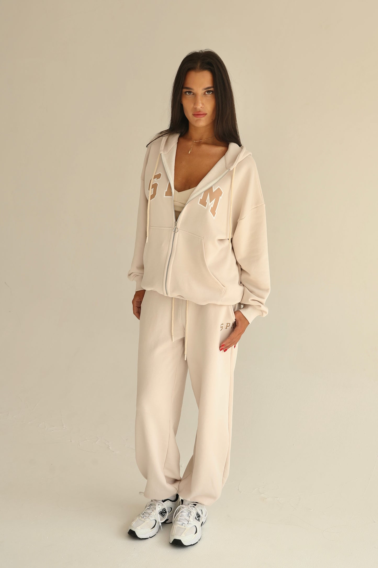 Vanilla cream zip-up hoodie