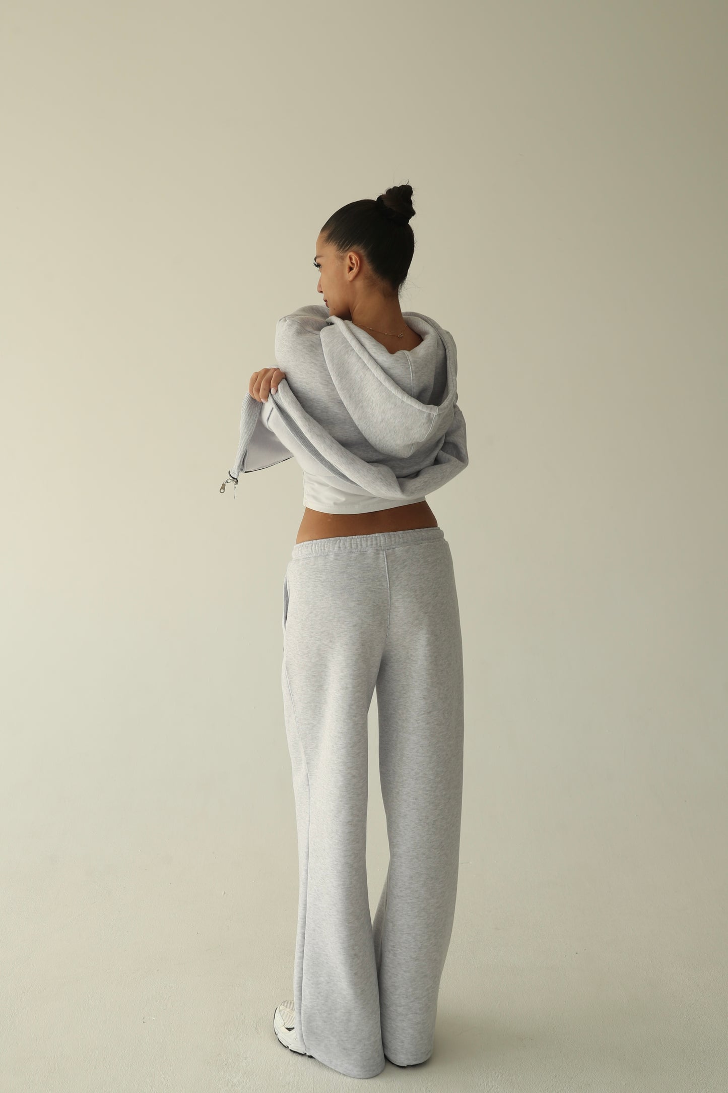 Melange gray warm straight sweatpants