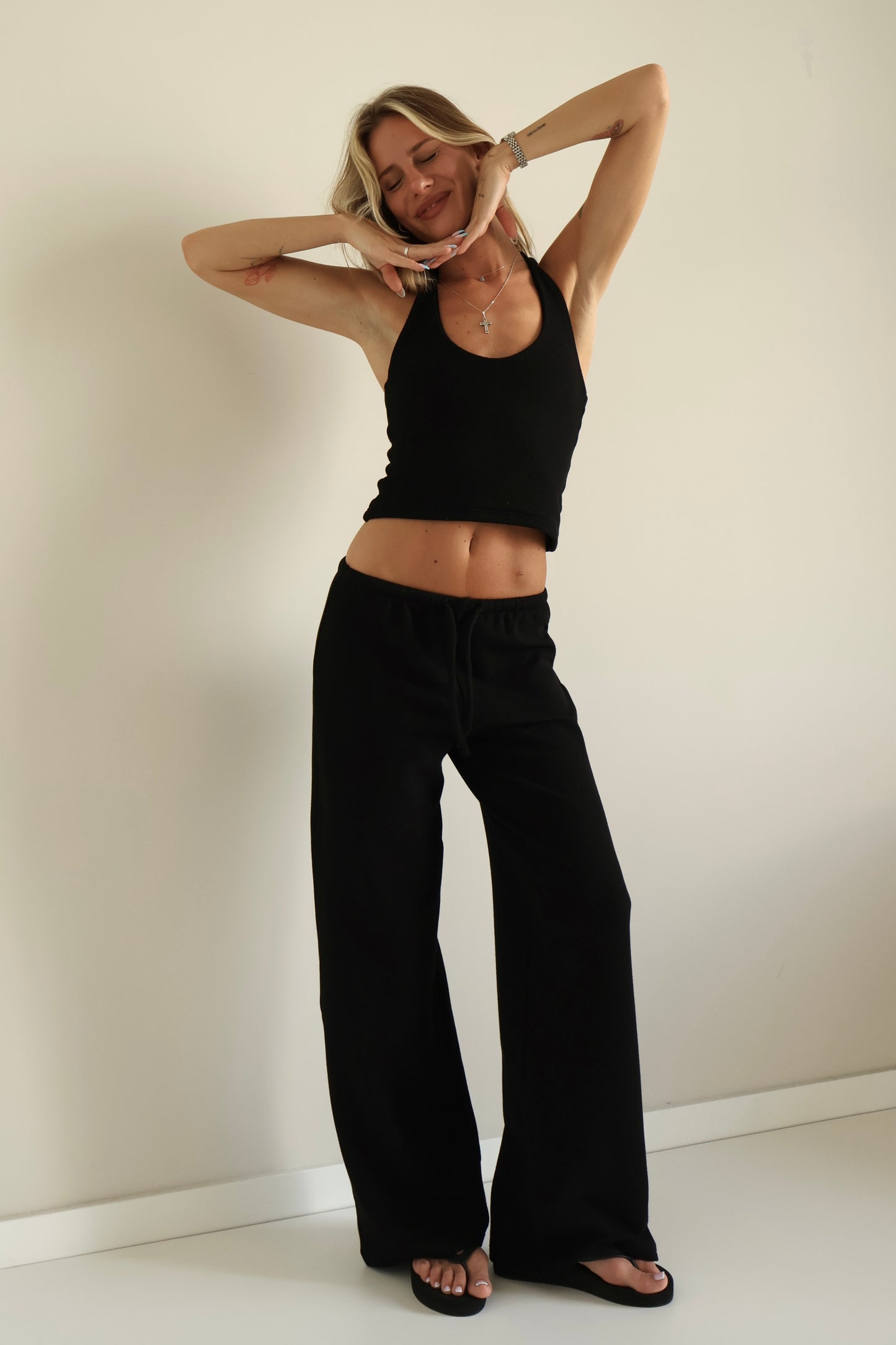 Waffle black pants