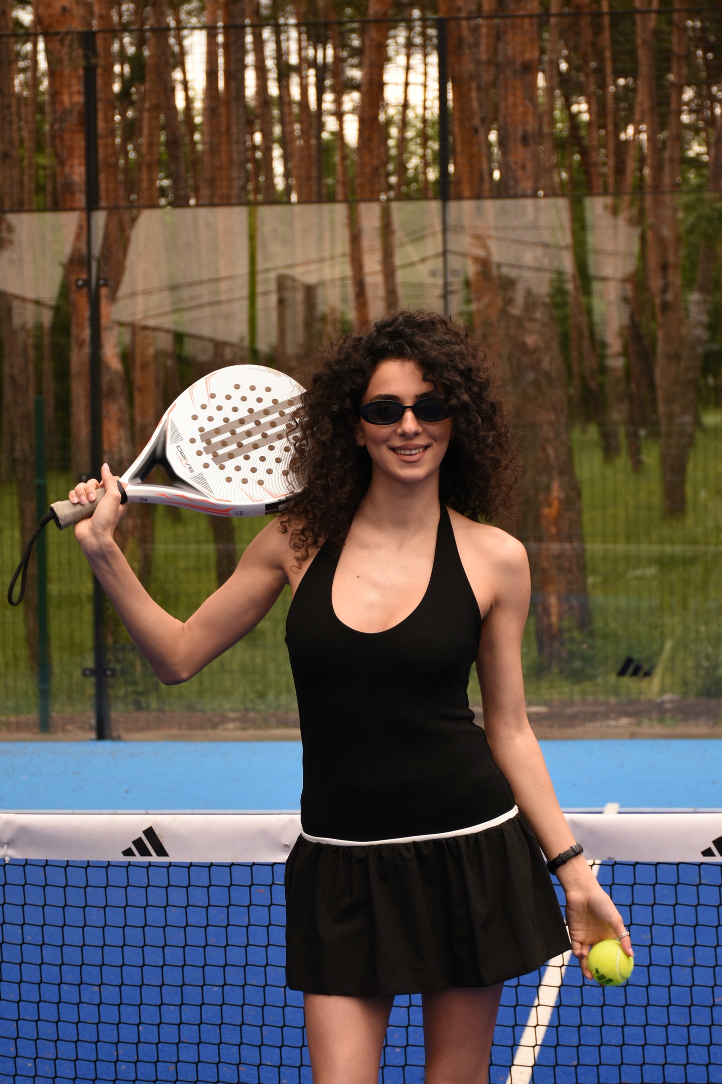 Black court dress with shorts underneath