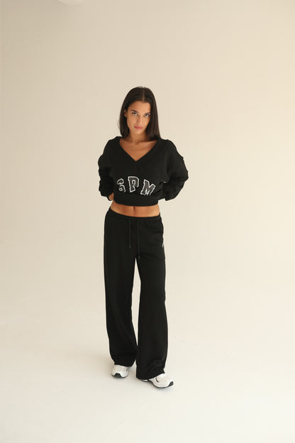 Black V neck sweatshirt