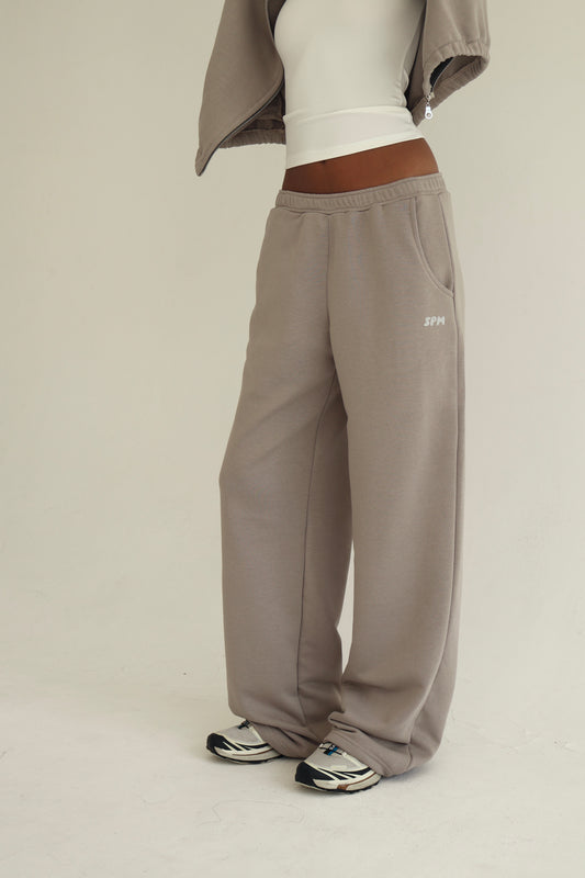 Stone beige straight sweatpants