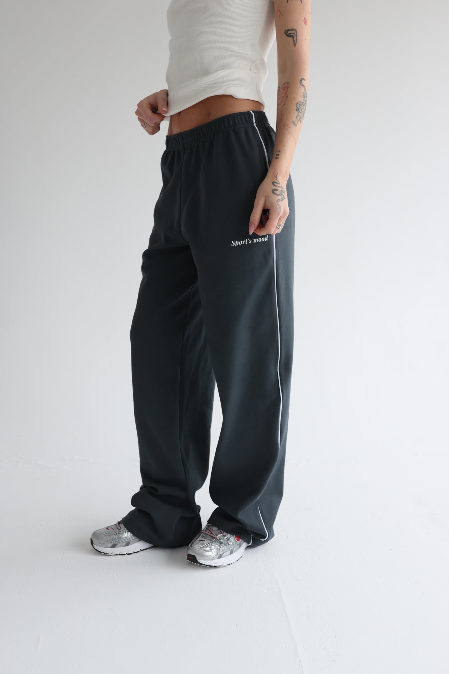 Graphite teal straight line sweatpants