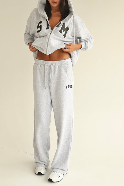 Melange gray straight sweatpants