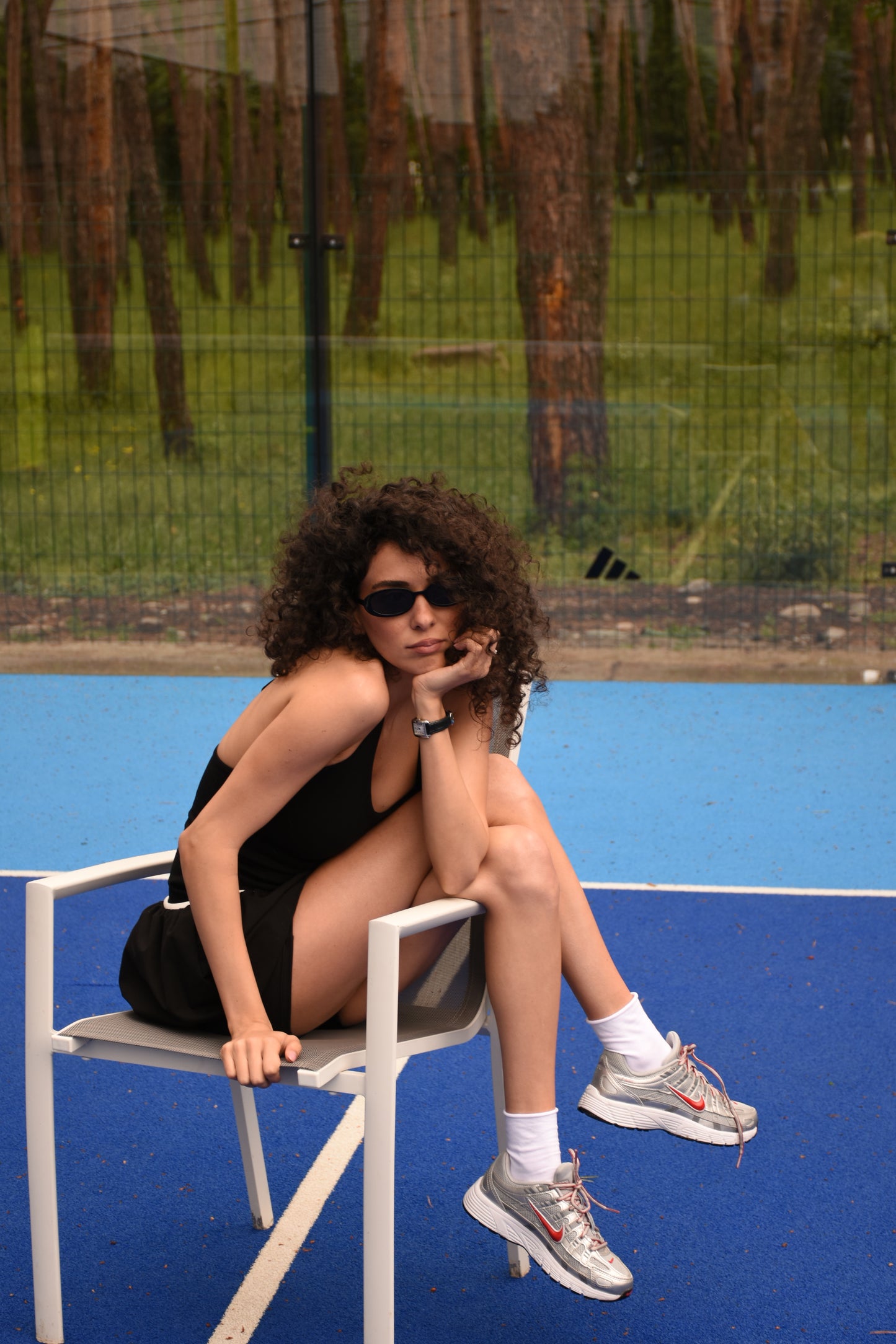 Black court dress with shorts underneath