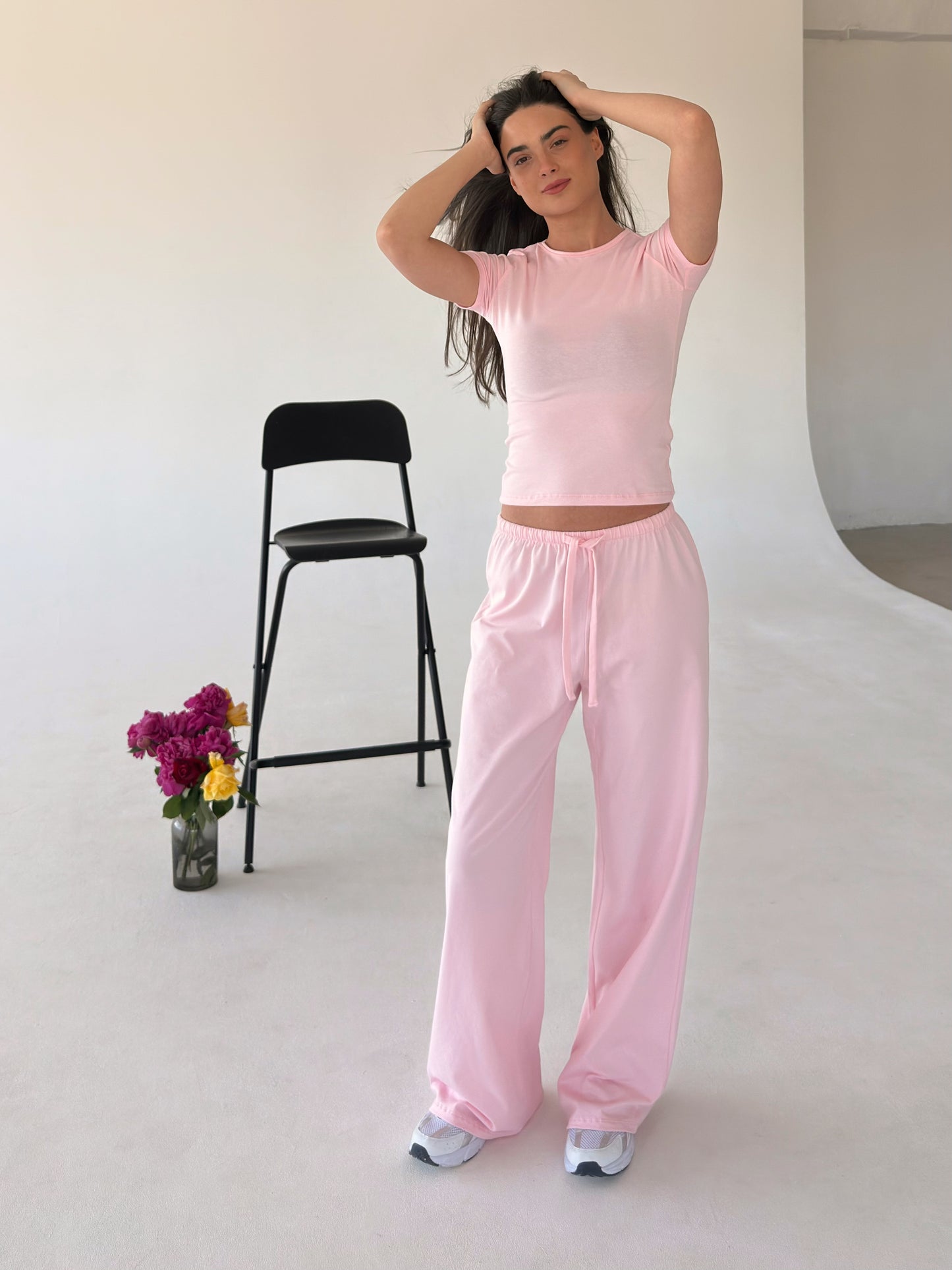 Baby pink round neck top