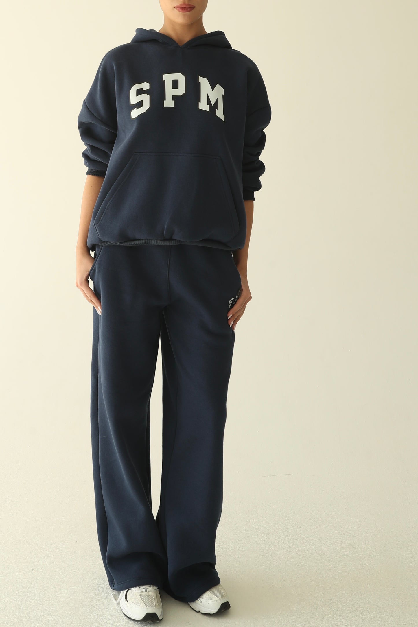 Navy blue warm oversize hoodie