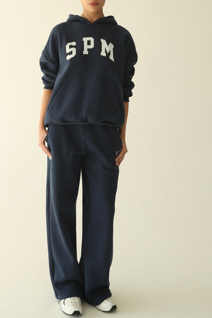Navy blue warm oversize hoodie