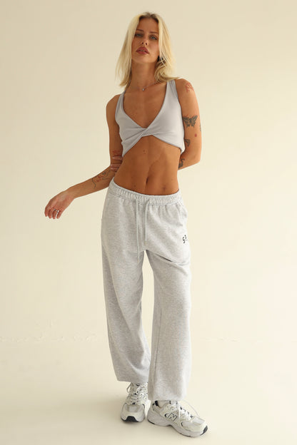 Melange gray sweatpants with rubber bottom