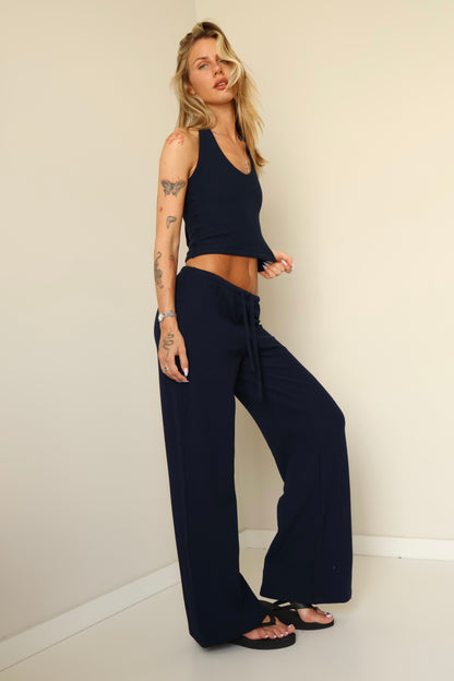 Waffle navy blue pants