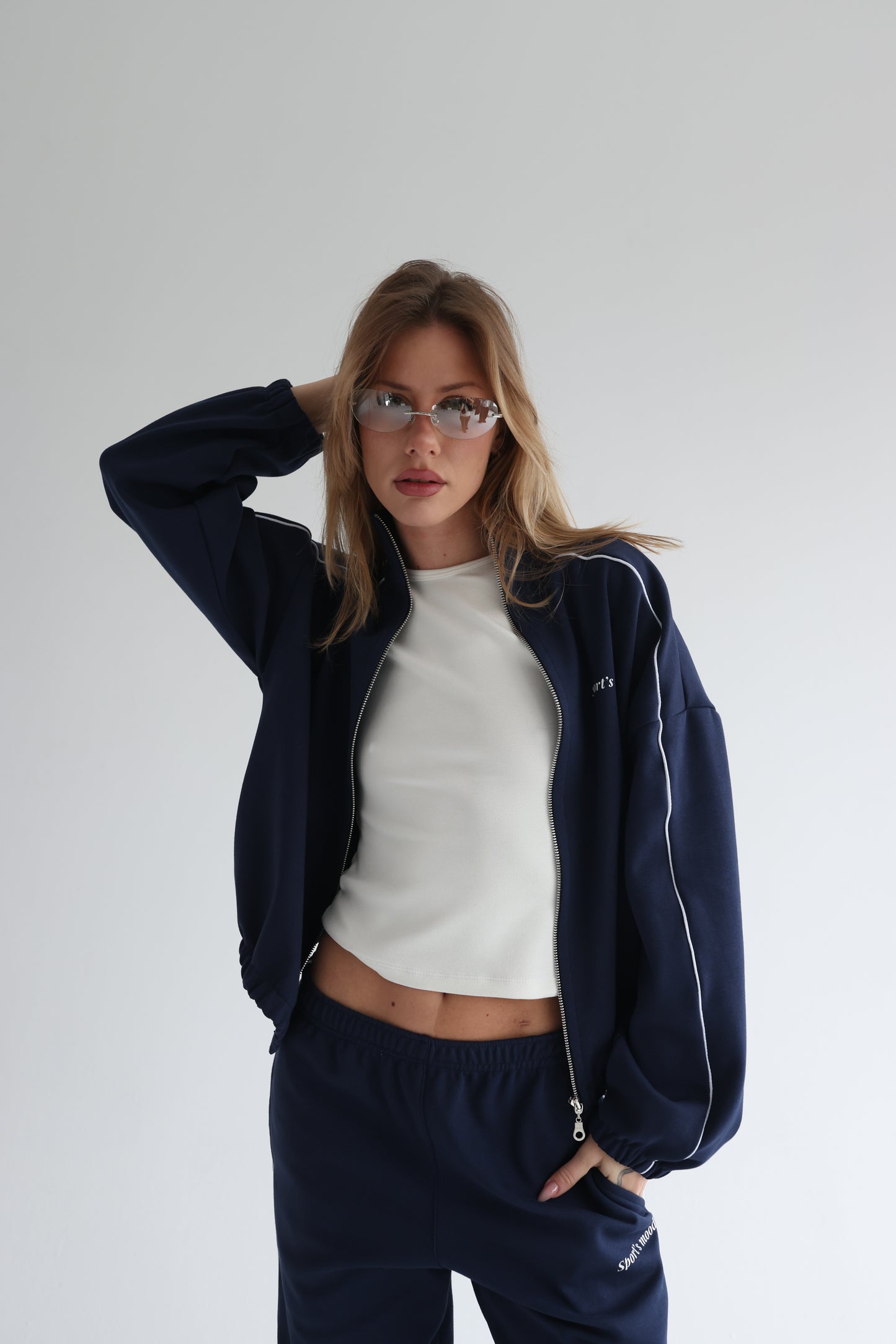 Navy blue track line jacket