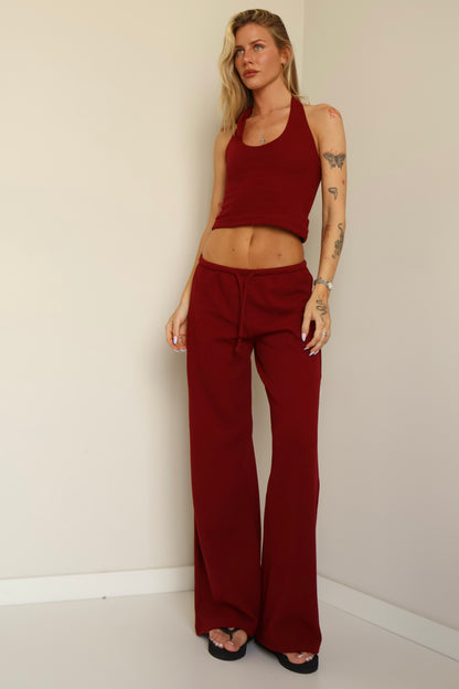 Burgundy waffle pants