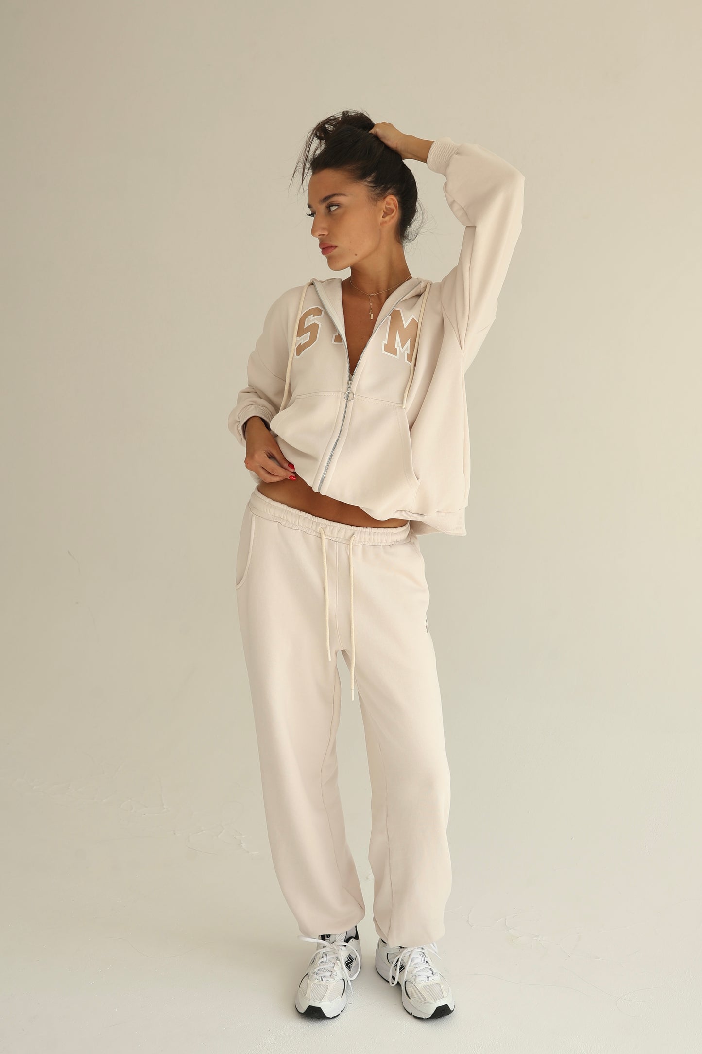 Vanilla cream zip-up hoodie