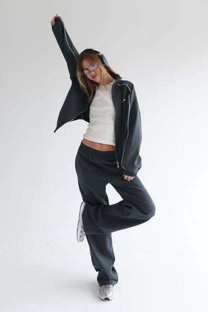 Graphite teal line track jacket