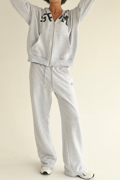 Melange gray zip-up hoodie