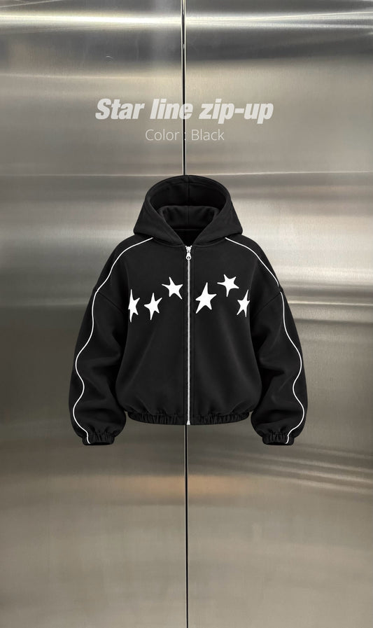 Black star line zip-up hoodie